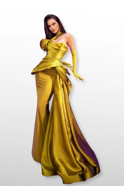black halter top evening dress Fouad Sarkis F3038 Elegant Couture Evening Gown main image 1