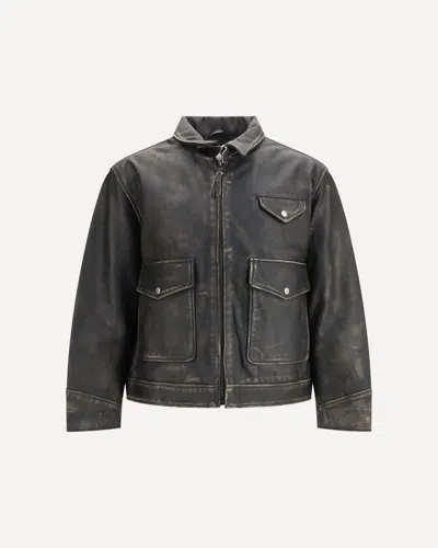 Found Aged Leather Jacket In Brown