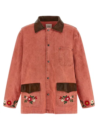 Found Barn Floral-embroidered Jacket In Pink