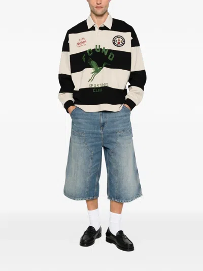 Found Bird Logo Striped Polo Shirt In Multi