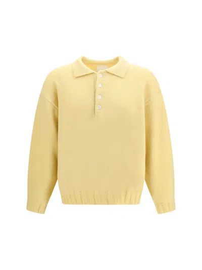 Found Brushed-knit Polo Polo Sweater In Yellow