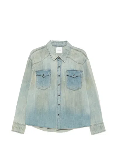Found Buttoned Hooded Shirt In Blue