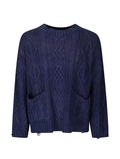 Found Cable-knit Distressed Sweater In Blue