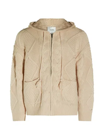 Found Cable-knit Hoodie In Neutral
