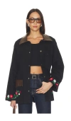 Found Canvas Embroidered Work Jacket In Black