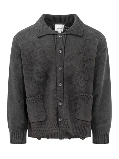 Found Chainstitch Cardigan In Black