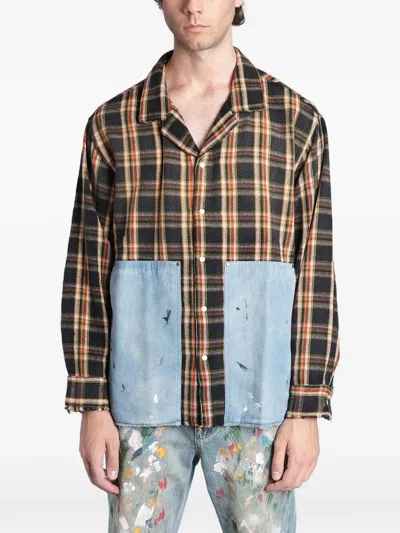 Found Check-pattern Panelled Shirt In Multi