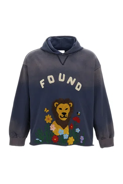 Found Chenille-embroidered Mid-weight French Terry Hoodie In Blue