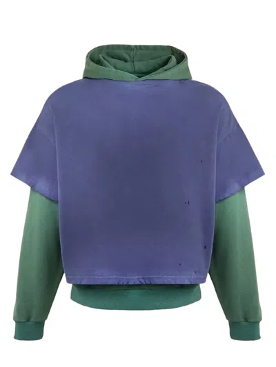 Found Comfortable Unisex Distressed Cotton T-shirt And Hoodie Set In Multi