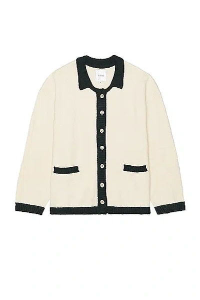 Found Contrast Collar Knitted Cardigan In Cream