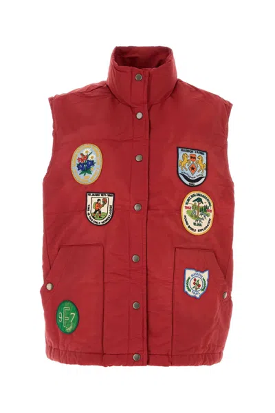Found Cotton Blend Sleeveless Jacket In Red