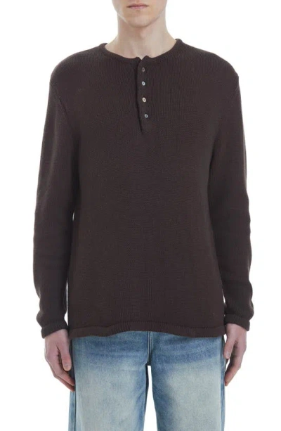 Found Cotton Henley Jumper In Mocha