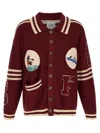Found Varsity Patch Collared Cardigan In Blue