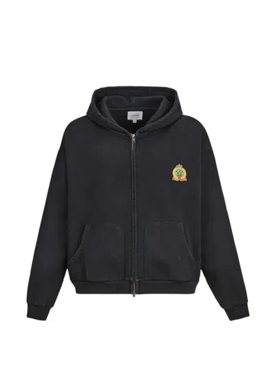 Found Crest-appliqué Zip-up Hoodie In Black