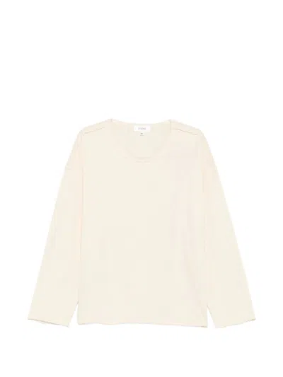 Found Crew Neck Long Sleeve T-shirt, 100% Cotton In Bianco