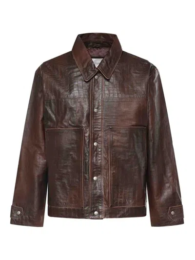 Found Crocodile-embossed Leather Jacket In Brown