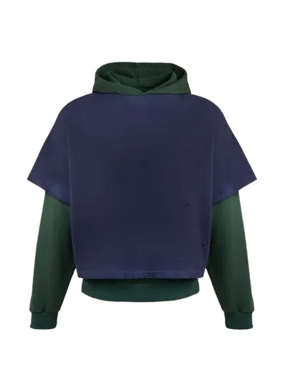 Found Comfortable Unisex Distressed Cotton T-shirt And Hoodie Set In Multi