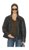 Found Distressed Leather Pocket Jacket In Black