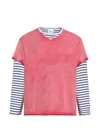 Found Distressed Sunfade-wash T-shirt In Red