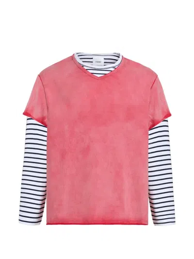 Found Distressed Sunfade-wash T-shirt In Red