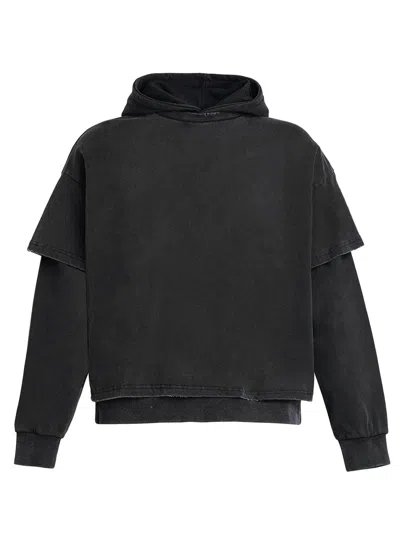 Found Double Layer Hoodie In Nero