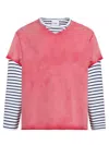 Found Distressed Sunfade-wash T-shirt In Blue