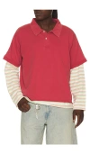 Found Double Layer Stripe Tee In Red