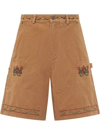 Found Embroidered Bermuda Shorts In Vintage Tan