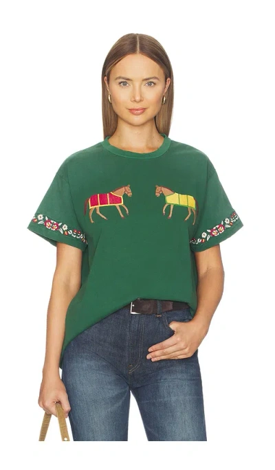 Found Embroidered Horse Equine Tee In Washed Forest