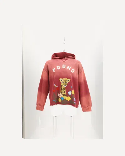 Found Embroidered Wildlife Hoodie In Red