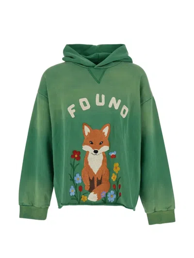 Found Embroidered Wildlife Hoodie In Green