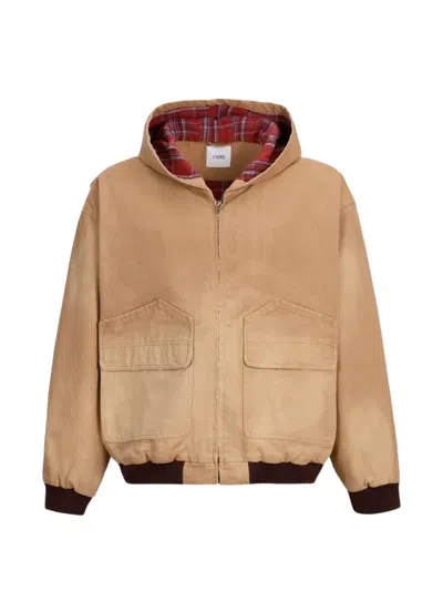Found Faded-canvas Zip-up Jacket In Brown