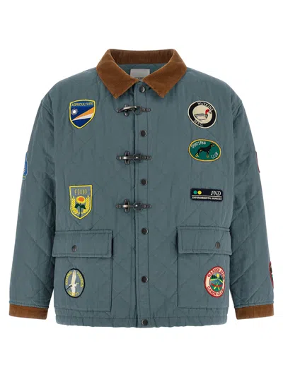 Found Farmstead Quilt Patch Puffer Jackets Blue