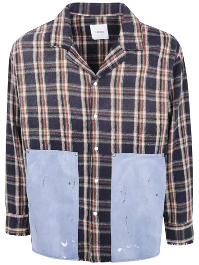 Found Flannel Shirt With Denim Details In Multi