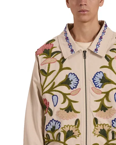 Found Textured Floral Embroidery Jacket In Off White