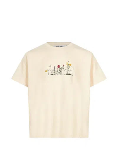 Found Floral-embroidered Logo-print T-shirt In White