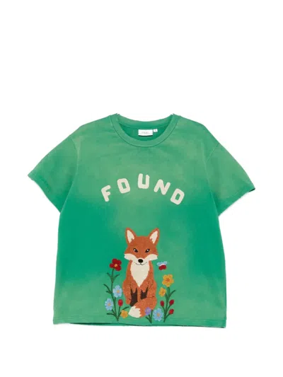 Found Fox-embroidered T-shirt In Green