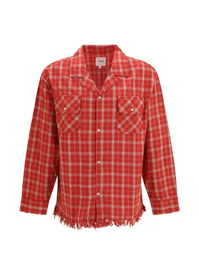 Found Fringe Plaid Shirt In Red