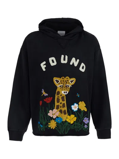 Found Giraffe Embroidered Sweatshirt In Black
