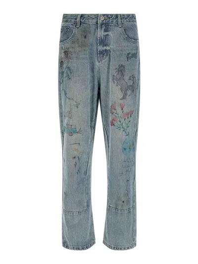 Found Hand Art Jeans In Blue
