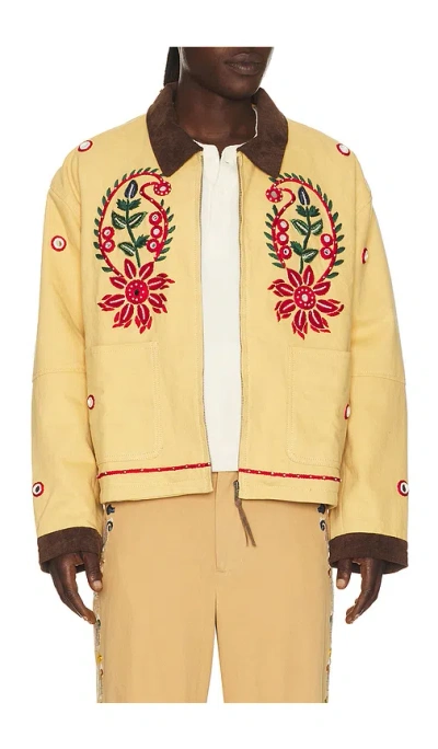 Found Hand Embroidered Paisley Motif Work Jacket In Yellow