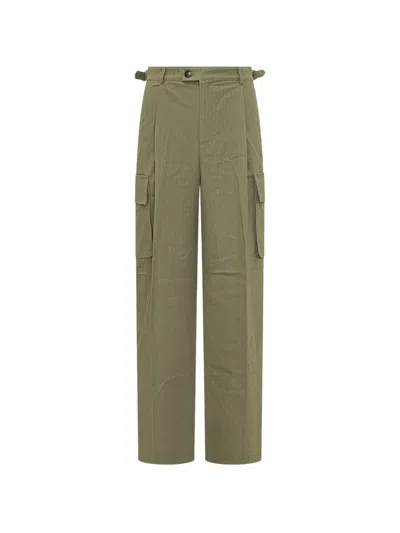 Found Hava Herringbone Pleated Cargo Pants In Green
