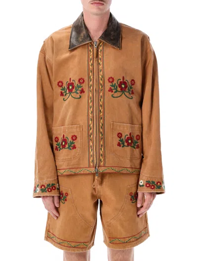 Found Heritage-inspired Rosette Work Jacket - Size L In Brown