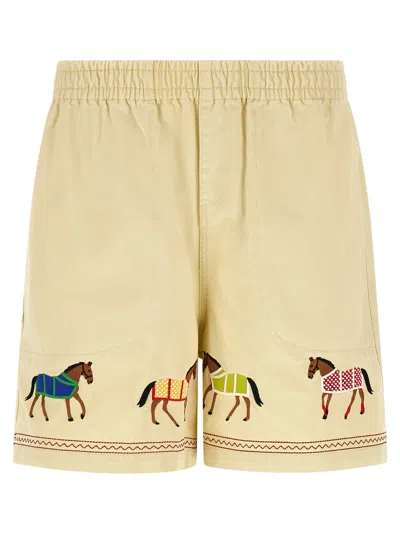 Found Embroidered Cotton-twill Shorts In Neutral