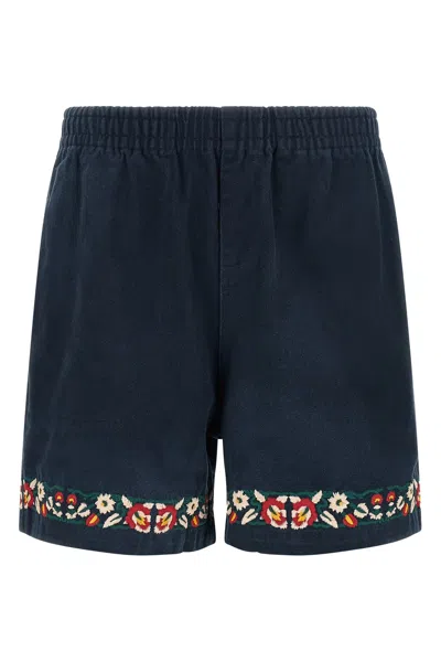 Found Embroidery Twill Floral Shorts In Blue