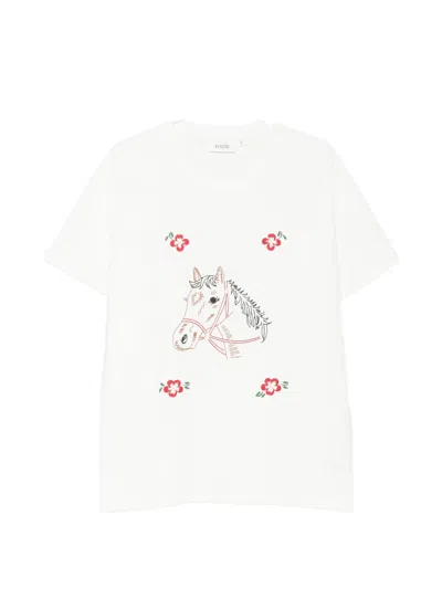 Found Horse Floral-embroidered T-shirt In White