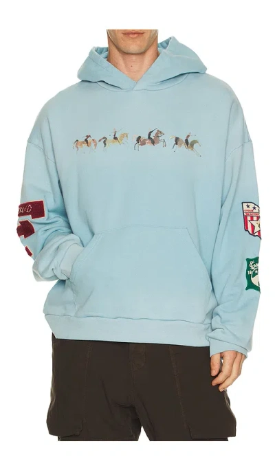 Found Horse Line Embroidered Hoodie In Blue