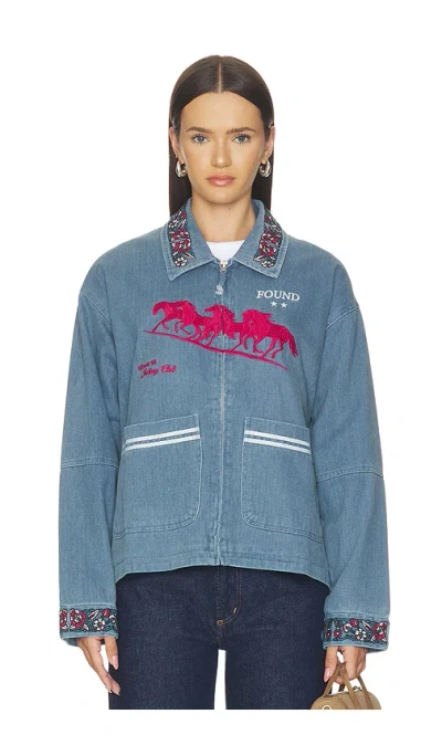 Found Jockey Club Embroidered Jacket In Blue