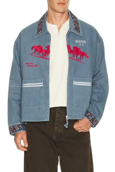 Found Jockey Club Embroidered Jacket In Faded Navy