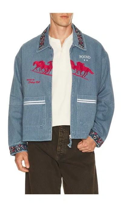 Found Jockey Club Embroidered Jacket In Faded Navy